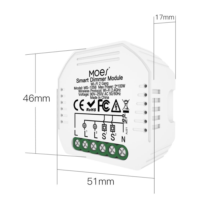 MOES Wifi Mini Dual Dimmer Smart Switch - We Volt