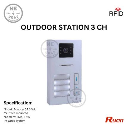 Ryan RAD332F-HPD03 outdoor video intercom with 3 buttons and RFID access