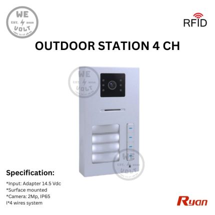 Ryan RAD332F-HPD04 outdoor video intercom with 4 buttons and RFID access