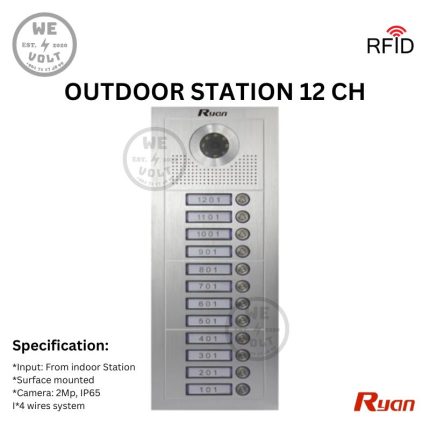 Ryan RAD382F-HPD012 12-button outdoor video intercom with RFID