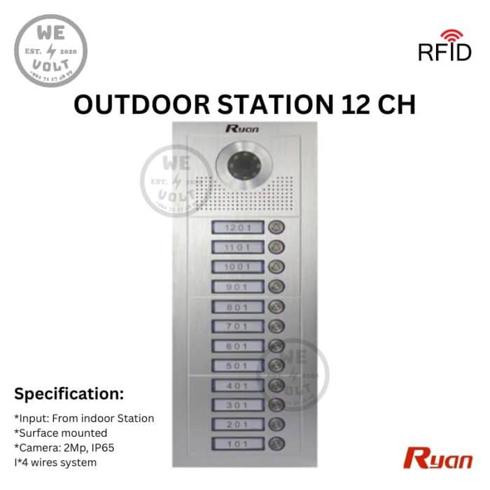 Ryan RAD382F-HPD012 12-button outdoor video intercom with RFID