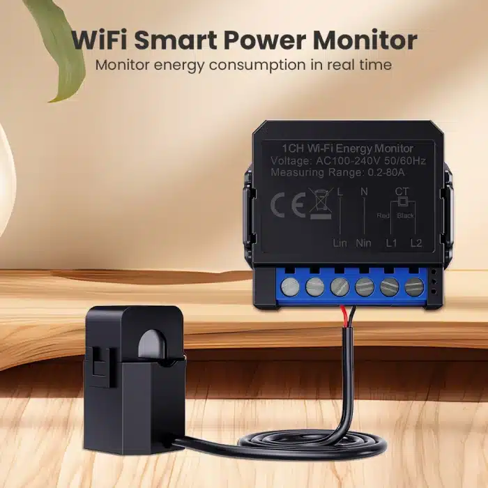 WiFi Smart Power Monitor with Clamp – Energy Statistics