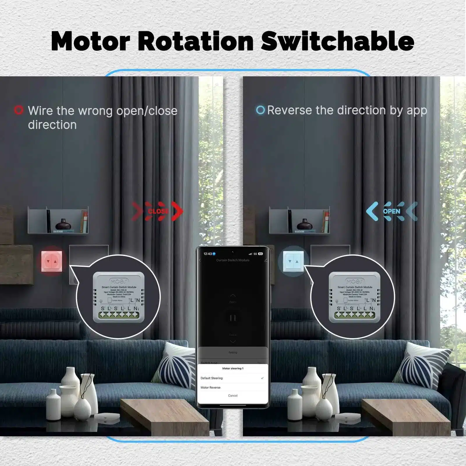 MOES Curtain Switch Module Voice Control MOES ZigBee Curtain Switch Module voice control Alexa Google