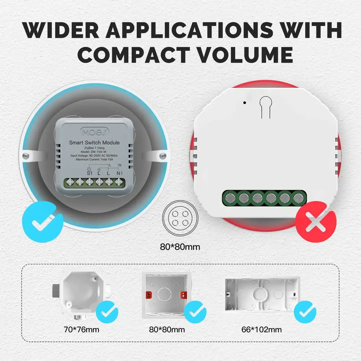 MOES ZigBee Mini Smart Switch – Compact Design Compact installation for MOES ZigBee Mini Smart Switch