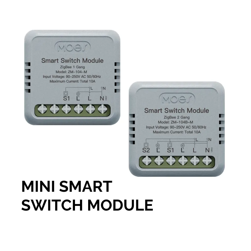 MOES ZigBee Mini Smart Switch Module – Main View MOES ZigBee Mini Smart Switch Module compact design Tuya Smart Life