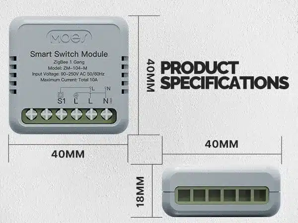 MOES ZigBee Mini Smart Switch – Product Specifications Specifications of MOES ZigBee Mini Smart Switch