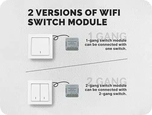 Clear wiring diagram for electricians and DIY users to install MOES ZigBee Mini Smart Switch safely Versions of MOES ZigBee Mini Smart Switch 1-Gang and 2-Gang