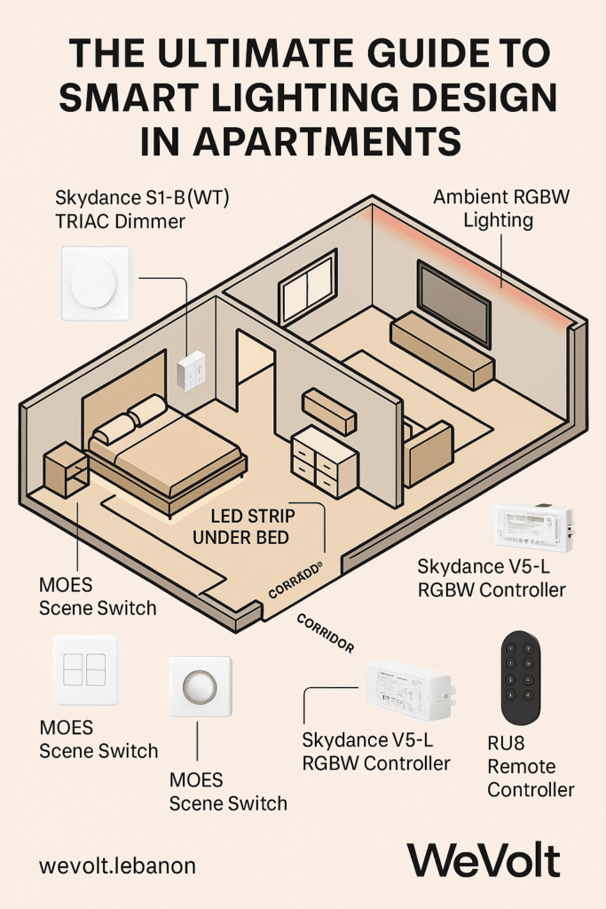 Smart apartment lighting using Skydance and MOES devices