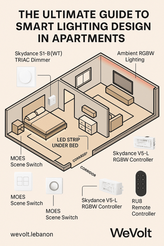 Smart apartment lighting using Skydance and MOES devices