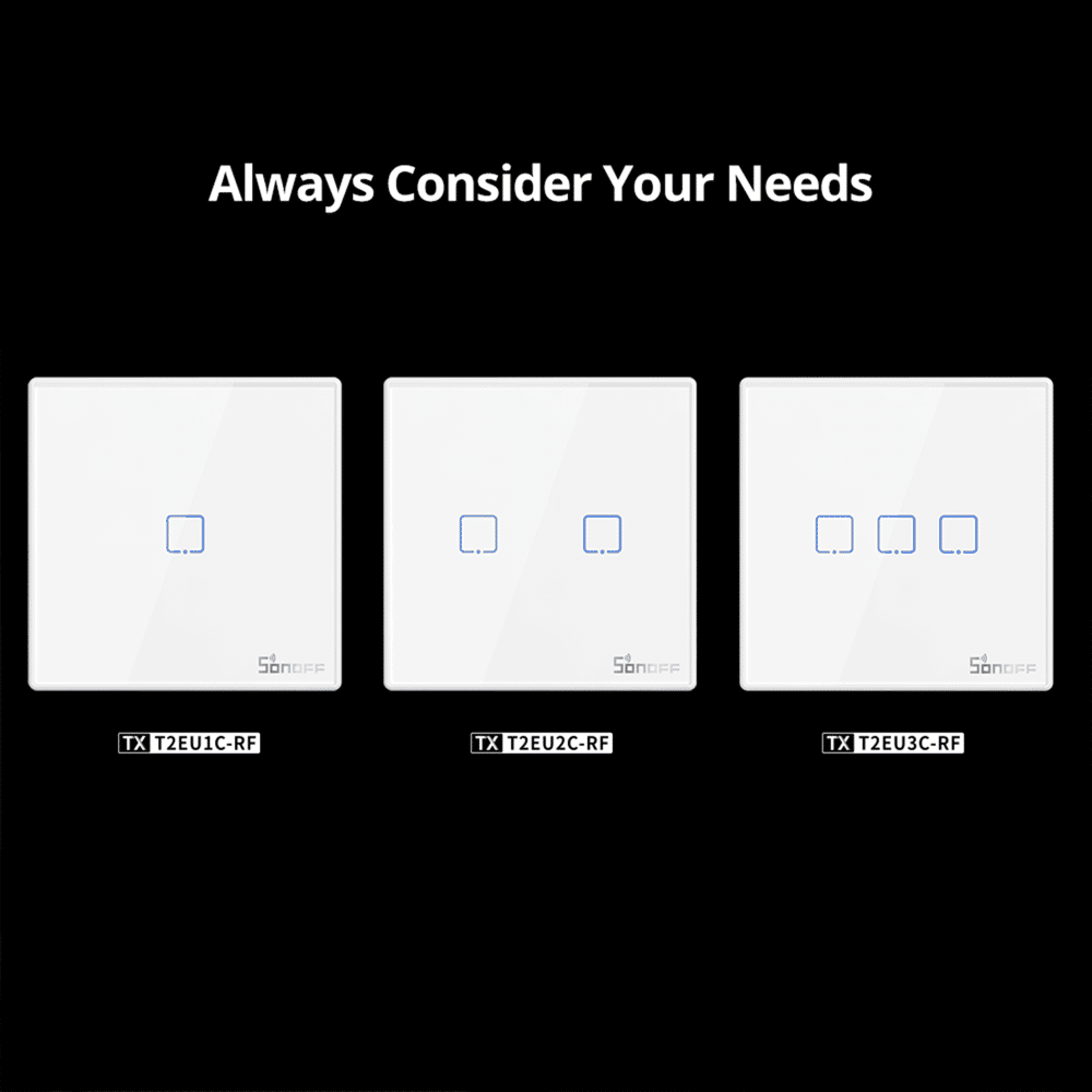 SONOFF T2EU-RF – 86 Type Wall Panel Sticky 433MHz Wireless RF Remote 1-3 Gang - Image 7