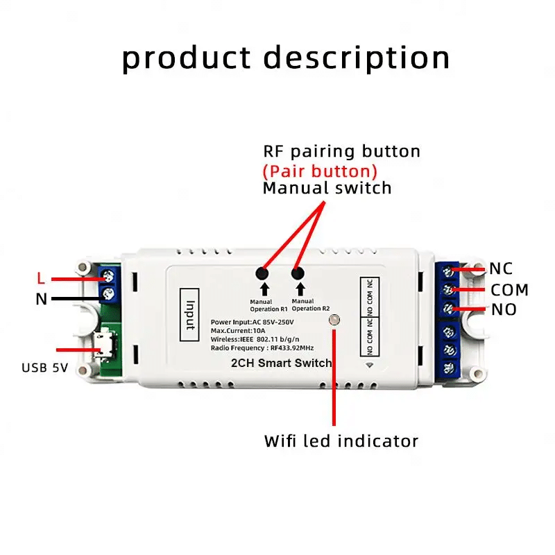 Ewelink Smart Switch 2 Channel - Input 220Vac - With Cover - Image 2