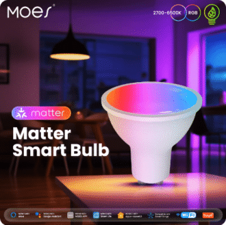 MOES Tuya GU10 Matter WiFi Smart LED Bulb, Voice Control, Dimmable 5W Light 2700-6500K RGB