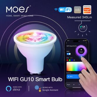 MOES GU10 Smart Sync Full Color LED Dimmable Party Light Bulbs RGBCCT 2200-6500K C+W 5W