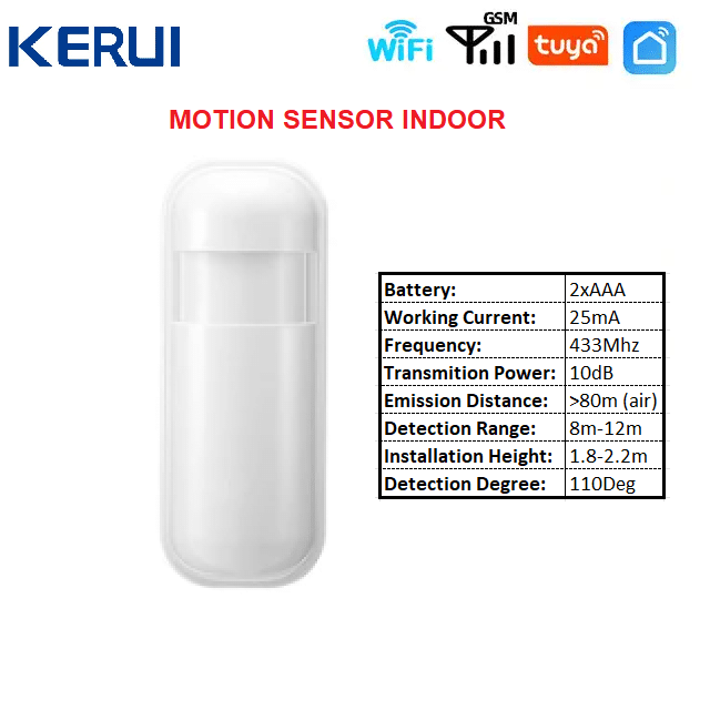KERUI 433MHz Motion Sensor Wireless Mini PIR Infrared Detector