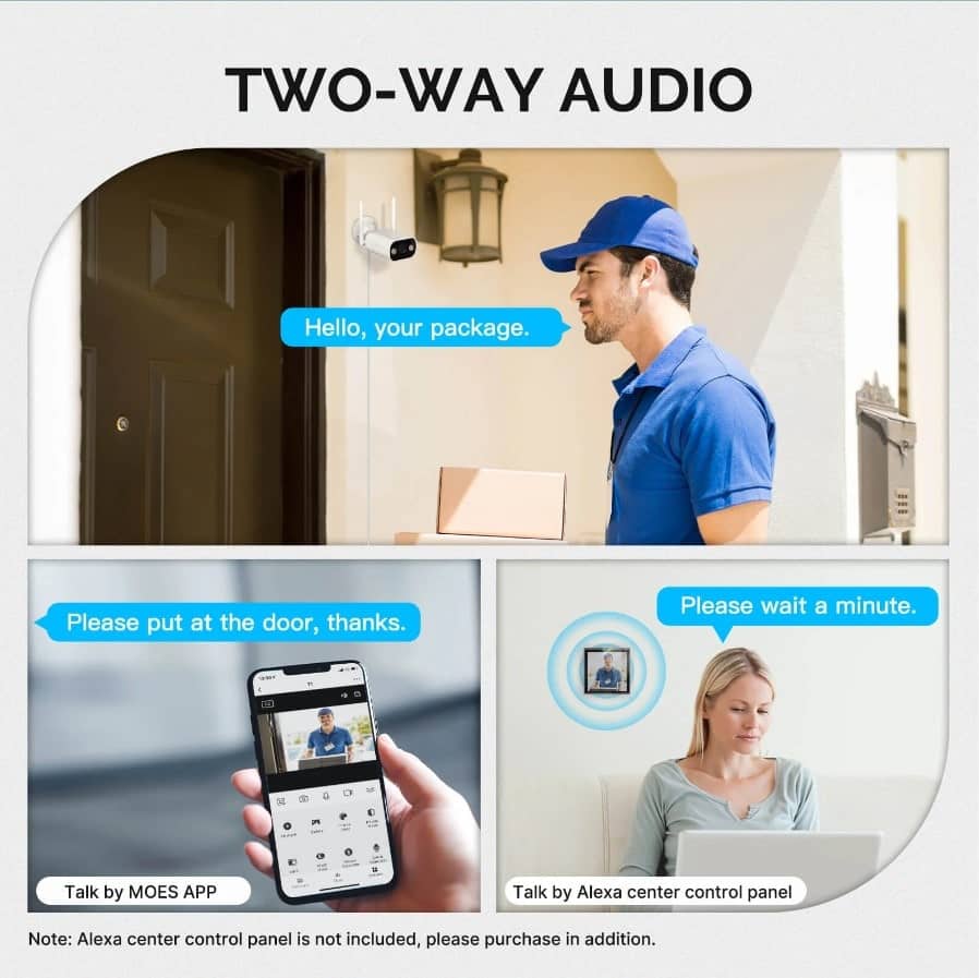 MOES WiFi Smart Outdoor Camera HD 3MP Sound Motion Detection Color Night Vision Two-Way Audio Security Monitor - Image 4