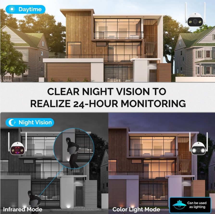 MOES WiFi Smart Outdoor Camera HD 3MP Sound Motion Detection Color Night Vision Two-Way Audio Security Monitor - Image 5