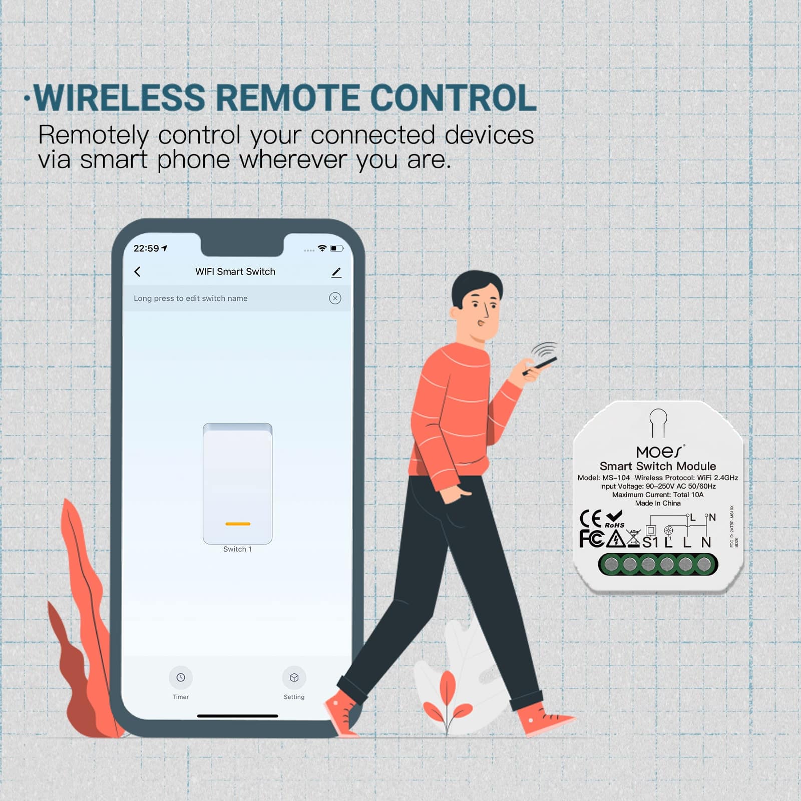 MOES Mini Single Wifi Smart Switch - Image 6