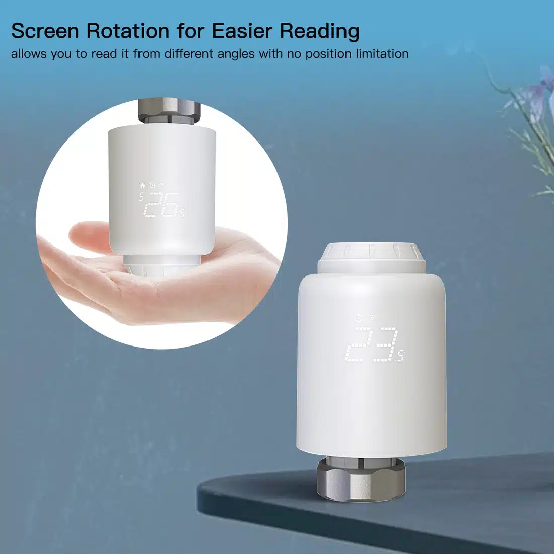 MOES WiFi Smart Thermostatic Radiator Valve Anti-scale Mode Rotatable Screen Digital Heating TRV - Image 2