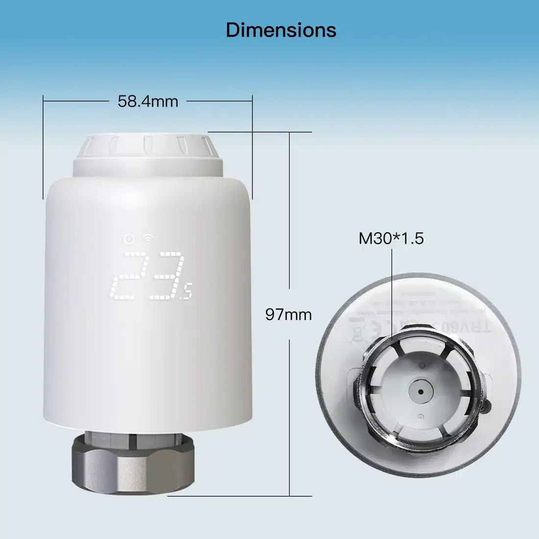 MOES WiFi Smart Thermostatic Radiator Valve Anti-scale Mode Rotatable Screen Digital Heating TRV - Image 5