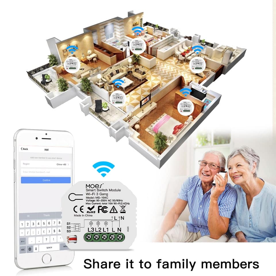 MOES Wifi Mini Quadruple (4Ch) Smart Switch - Image 2