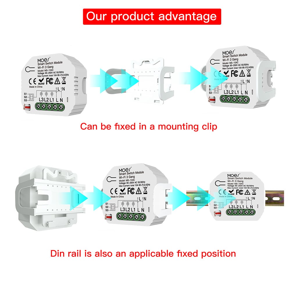 MOES Wifi Mini Quadruple (4Ch) Smart Switch - Image 5