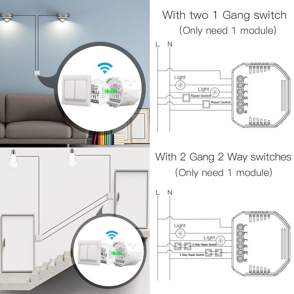 MOES Wifi Mini Dual Dimmer Smart Switch - Image 3