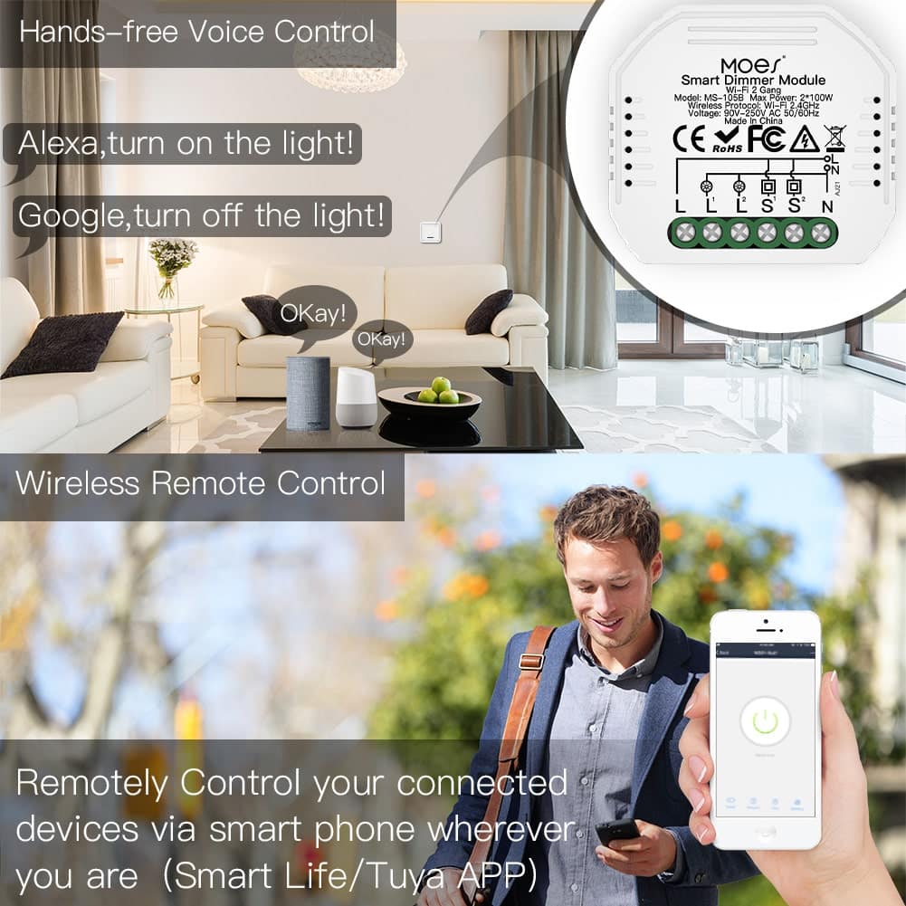 MOES Wifi Mini Dual Dimmer Smart Switch - Image 11