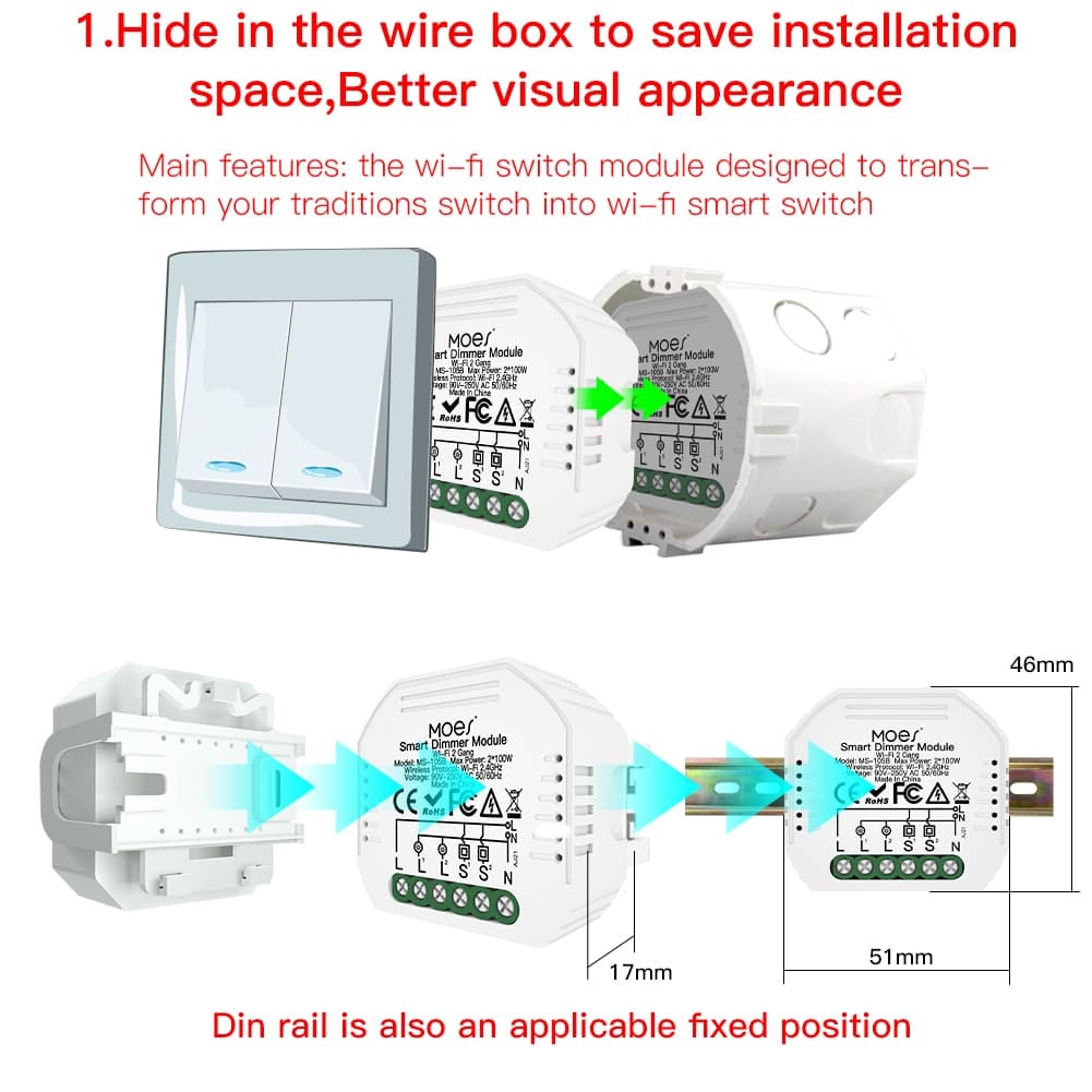 MOES Wifi Mini Dual Dimmer Smart Switch - Image 10