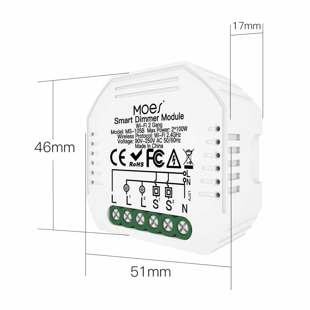 MOES Wifi Mini Dual Dimmer Smart Switch - Image 2