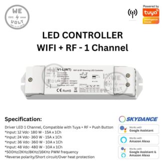 Skydance V1-L(WT) – 1CH LED Driver (12–48V, Tuya + RF + Push Button)