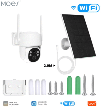 MOES WiFi 4MP Solar Security Camera with 9000mAh Battery and Night Vision