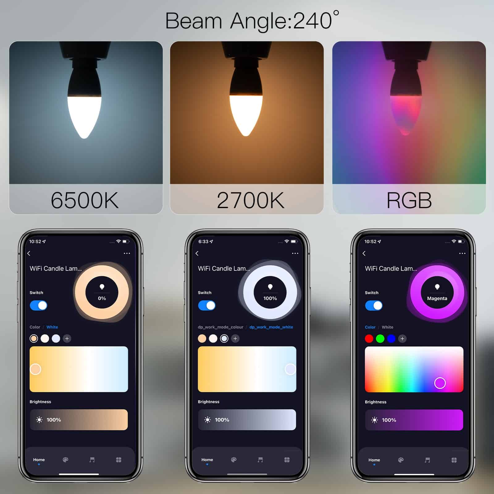 MOES WiFi Smart RGB+WW Bulb E14 - Image 5