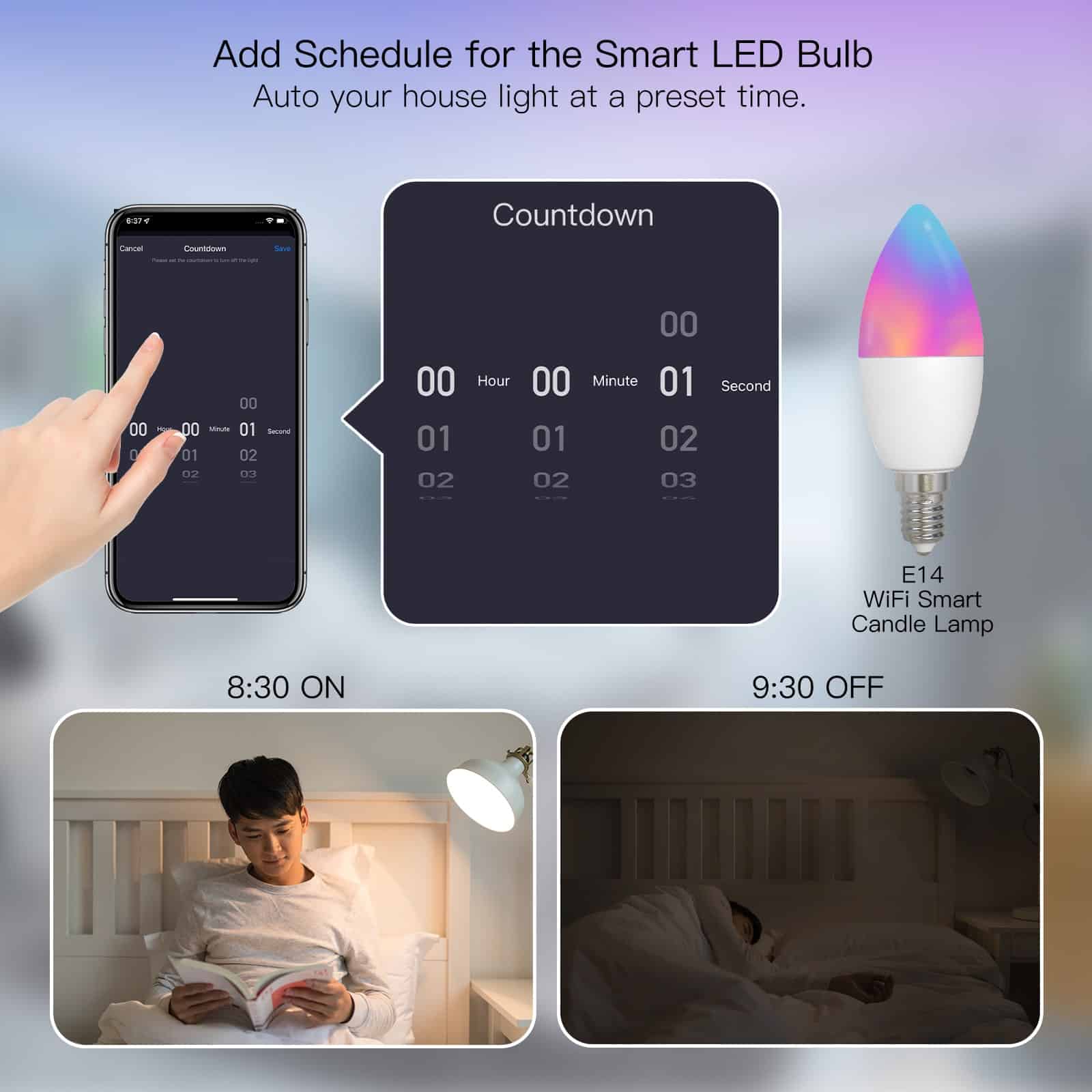 MOES WiFi Smart RGB+WW Bulb E14 - Image 7