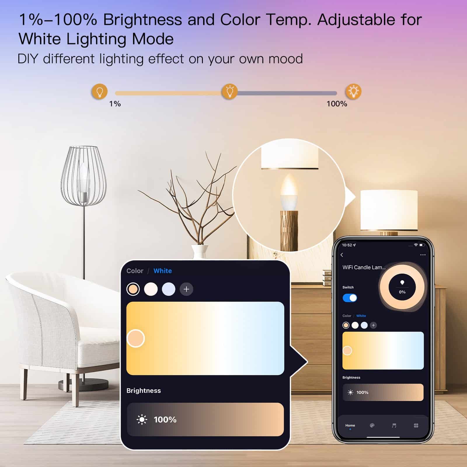 MOES WiFi Smart RGB+WW Bulb E14 - Image 9