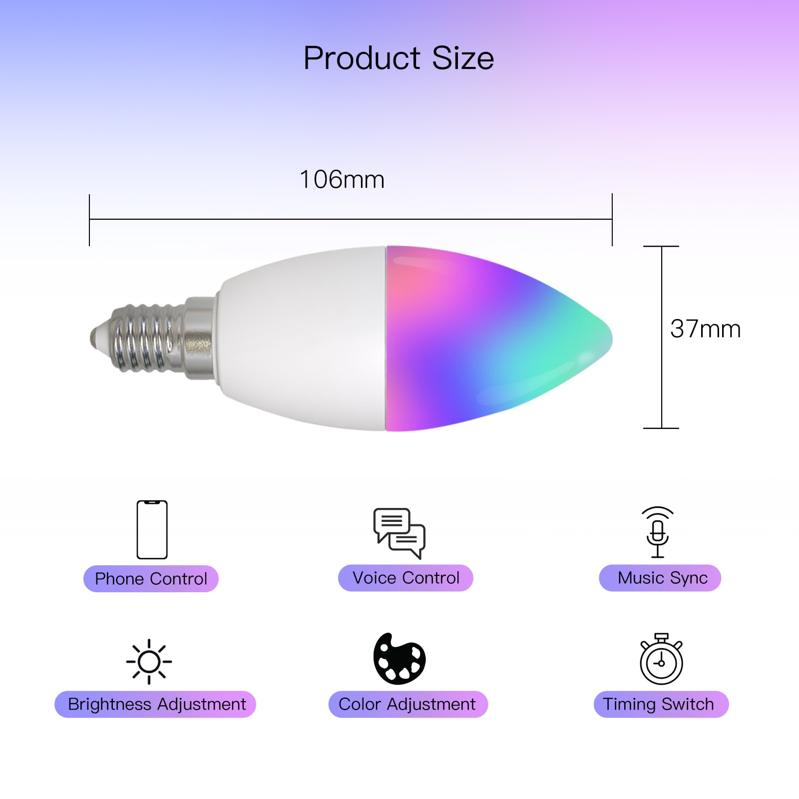 MOES WiFi Smart RGB+WW Bulb E14 - Image 14