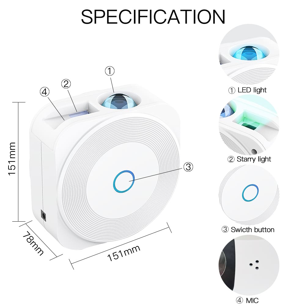 MOES WiFi Smart Star Sky Night Light Square Projector Music Player - Image 2