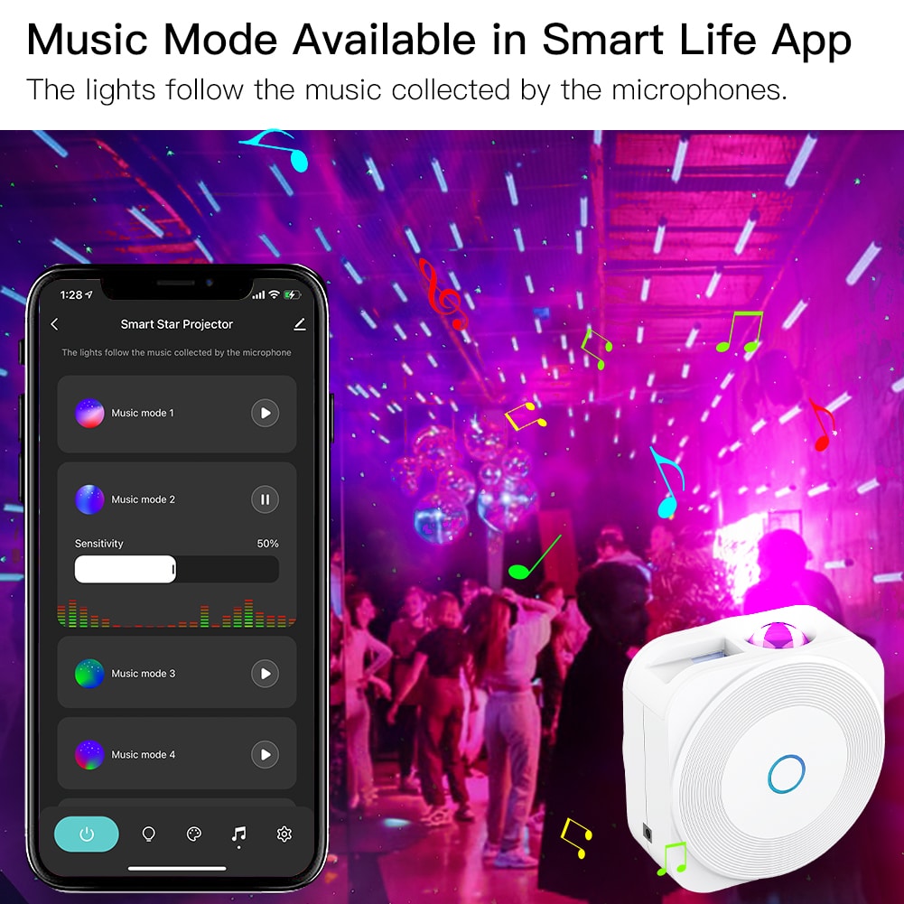 MOES WiFi Smart Star Sky Night Light Square Projector Music Player - Image 6