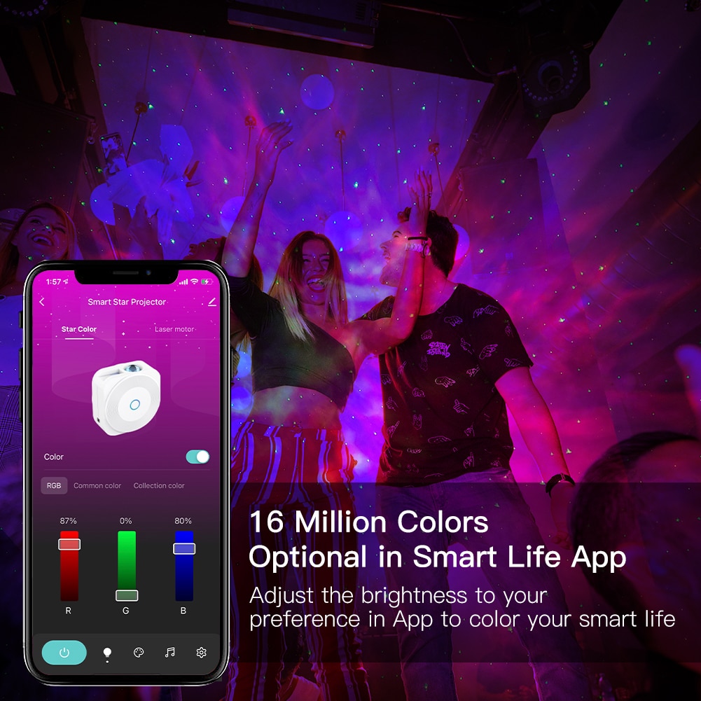 MOES WiFi Smart Star Sky Night Light Square Projector Music Player - Image 4