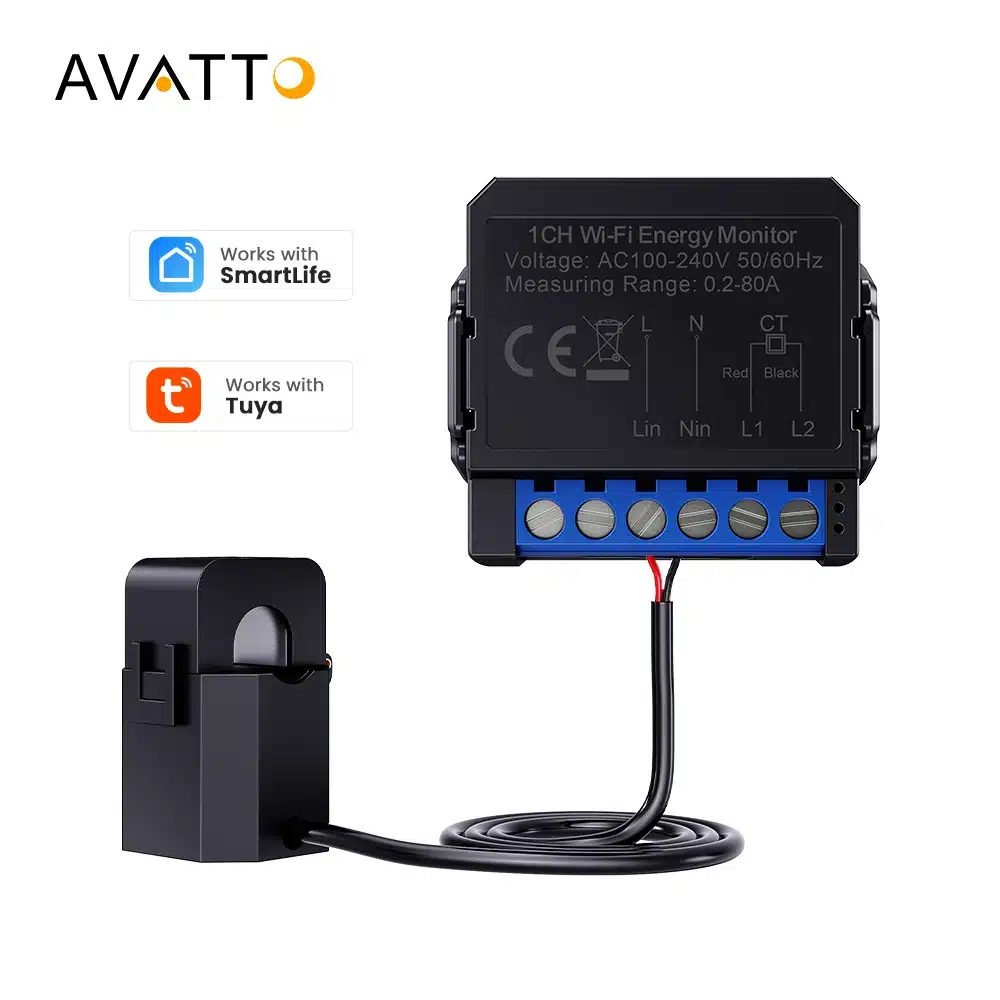 Avatto WPM16-1 – WiFi Smart Power Meter with Clamp (0.2–80A, Tuya-Compatible)