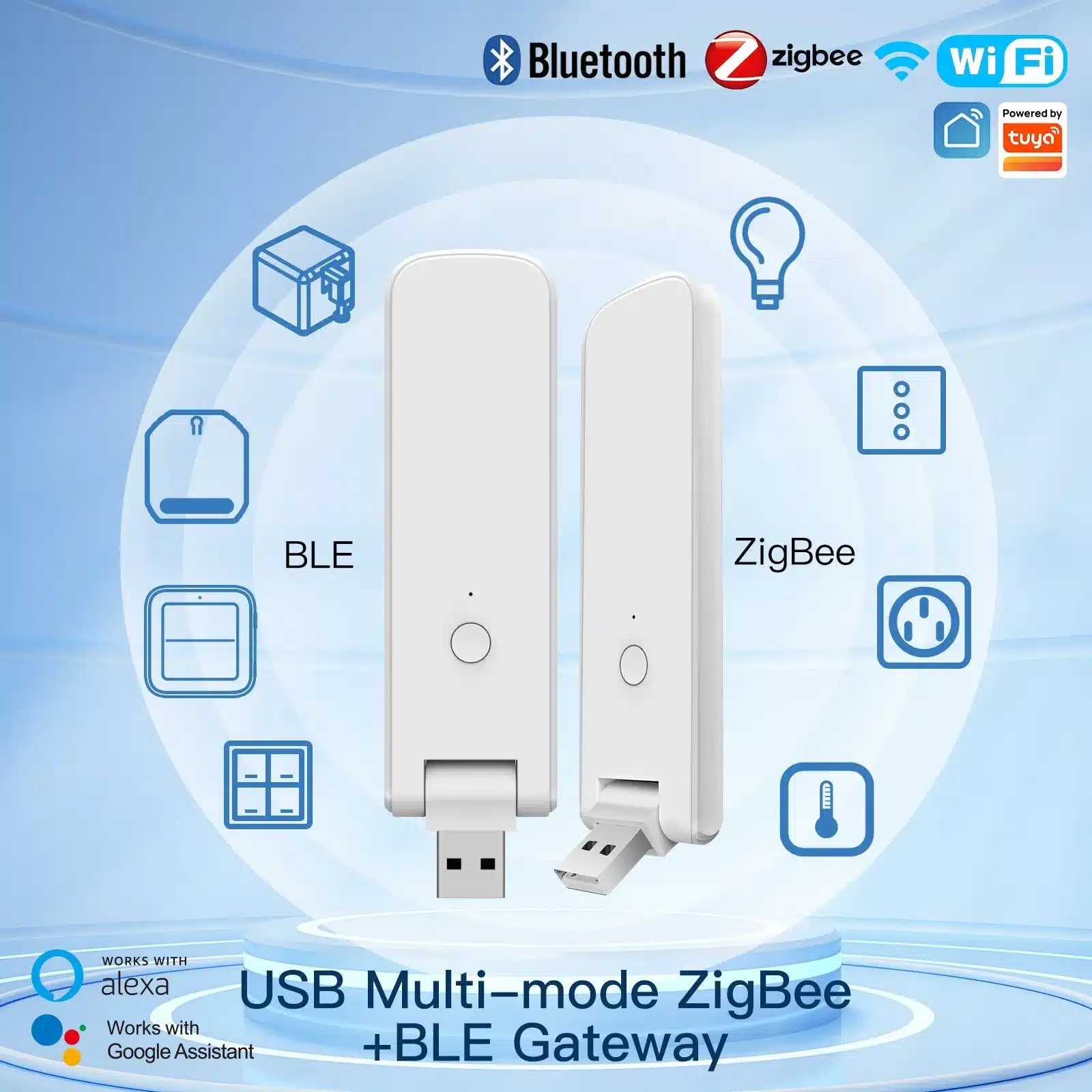MOES Rotatable Smart USB Hub – WiFi Multi-Mode Zigbee & Bluetooth Gateway