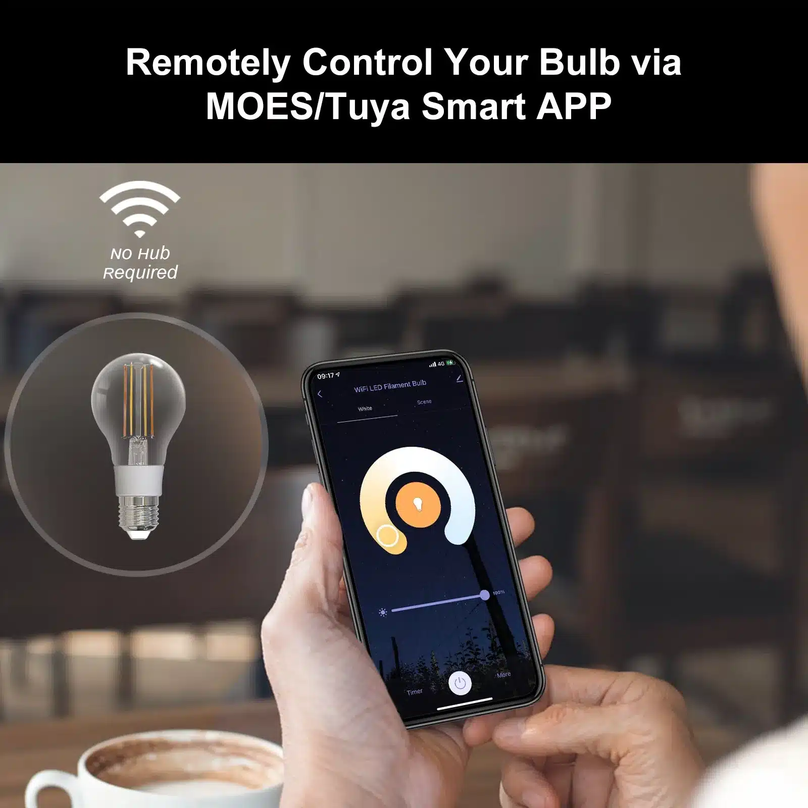 MOES Smart WiFi Filament Bulb A60 E27 – 7W Dimmable LED Lamp - Image 10