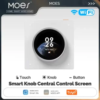 MOES WiFi Smart Knob Central Control Screen – 3 Relays, 4 Buttons, Touch & Rotate Scene Switch (Tuya/Smart Life Compatible)