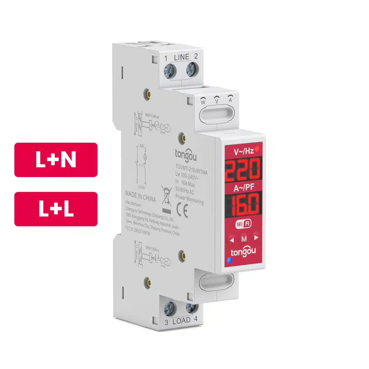 Tongou TOVMT – 2P 16A Tuya WiFi Smart Switch | L-L / L-N - Image 7