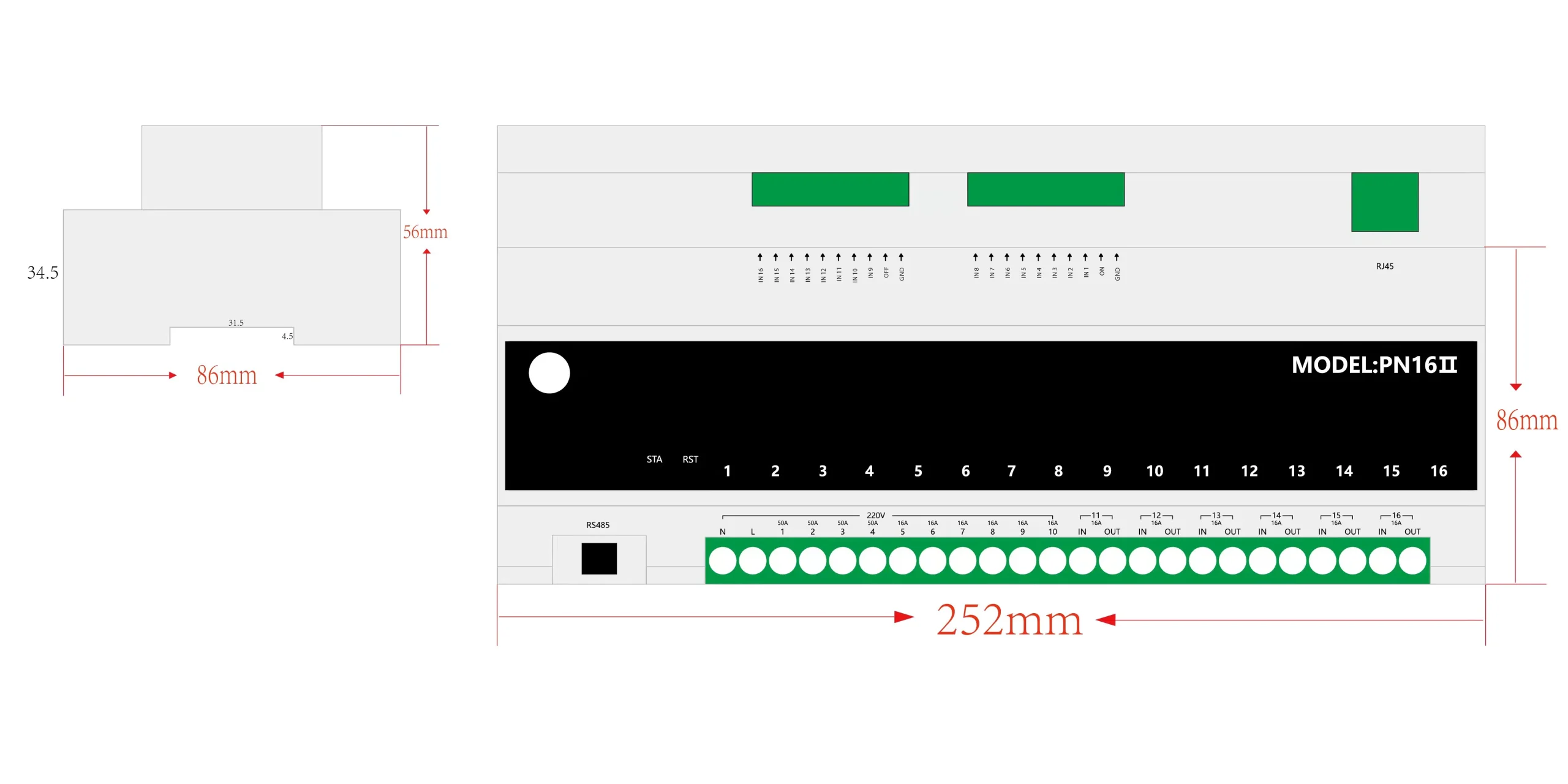 Tuya WiFi 16-Channel Smart Relay Controller – 50A & 16A Circuit Breaker Module with RS485 - Image 3