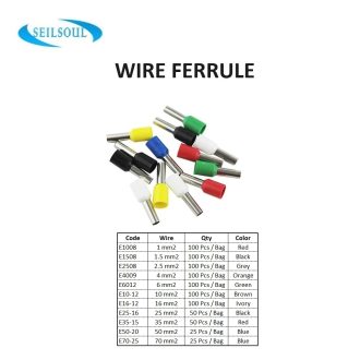 Single Wire Tubular Pre-Insulated Ferrule Terminals (Price/Bag)