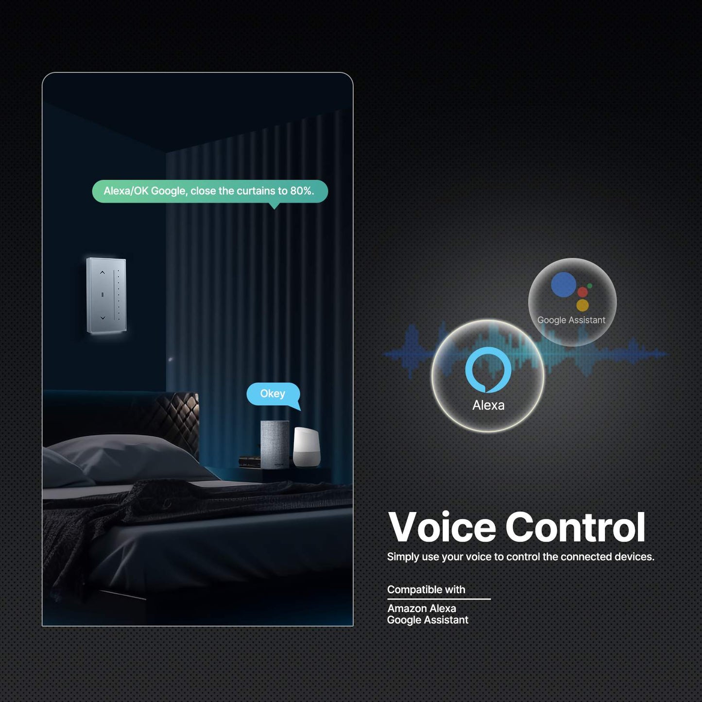 Moes Zigbee Smart Curtain Switch Star Feather Series Anti-Glare Touch Panel - Image 3