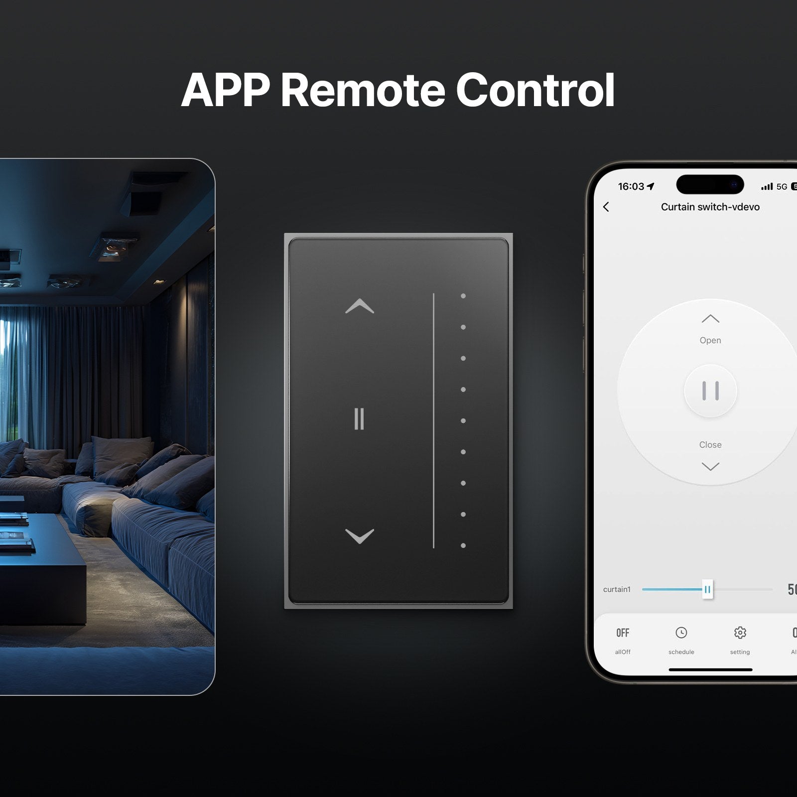 Moes Zigbee Smart Curtain Switch Star Feather Series Anti-Glare Touch Panel - Image 2