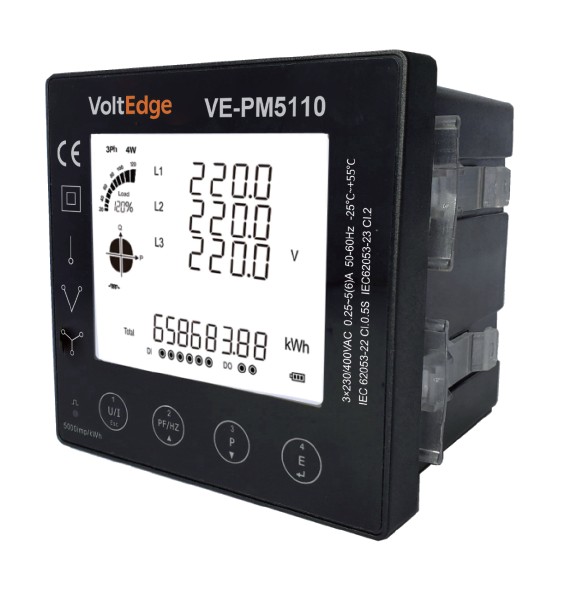 VoltEdge VE-PM5110 Smart Power Meter 96x96mm panel mount with RS485 Modbus communication