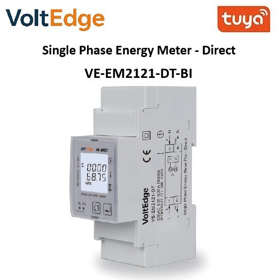 VoltEdge VE-EM2121-DT Smart Single-Phase Energy Meter (100A) - Tuya Wi-Fi Enabled - Image 2