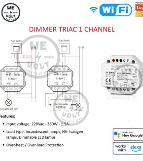 6-S1-B(WT) WiFi & RF AC Triac Dimmer.